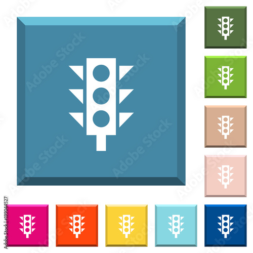 Traffic light white icons on edged square buttons