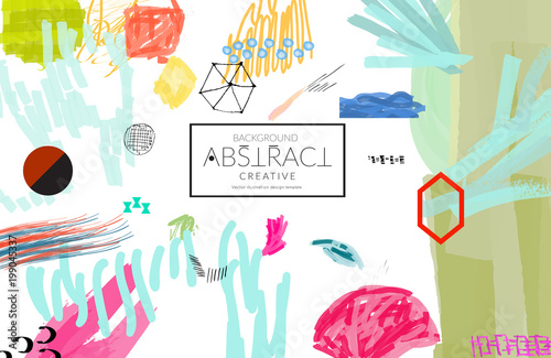 Abstract collage made with scribbles  markercanyon strokesblack geometric shapes
