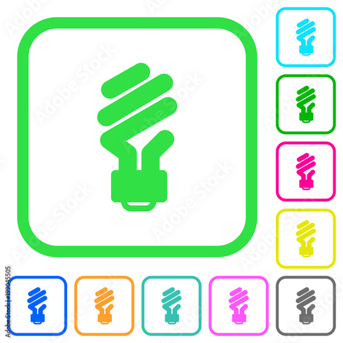 Energy saving fluorescent light bulb vivid colored flat icons
