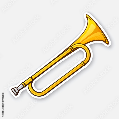 Sticker of classical music wind instrument trumpet