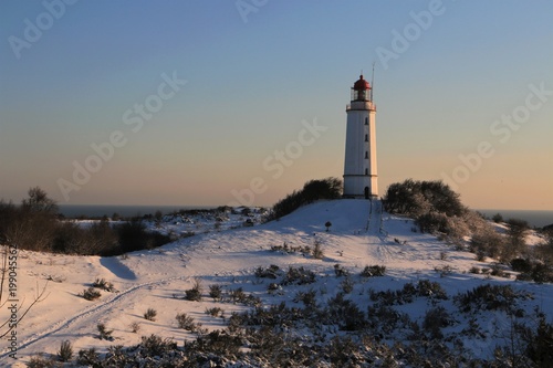 Leuchtturm Dornbusch auf Hiddensee im Winter