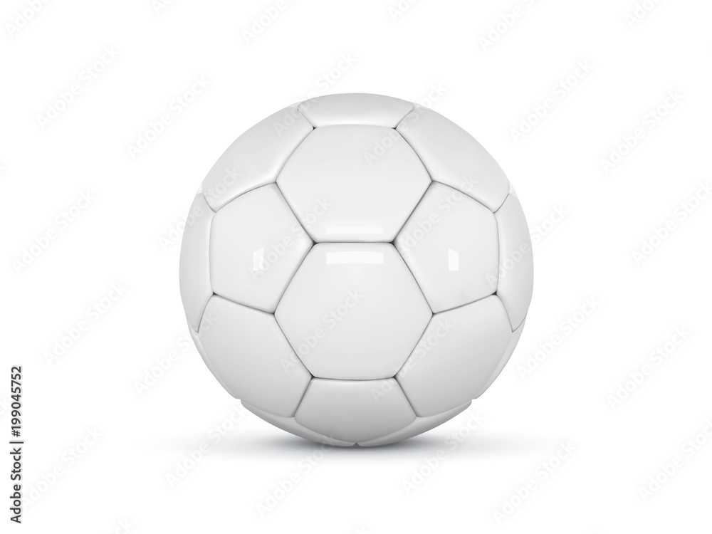 White leather ball. Soccer ball on white background. Golden football 3d ball White leather ball. Soccer ball on white background. Golden football 3d ball