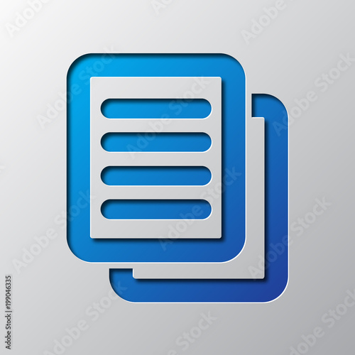 Paper art of the blue document symbol. Vector illustration. © chekman
