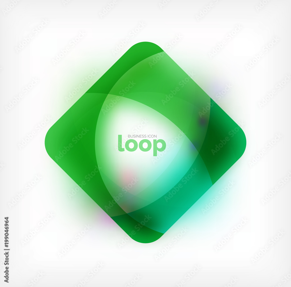 Vector square loop business symbol, geometric icon created of waves, with blurred shadow