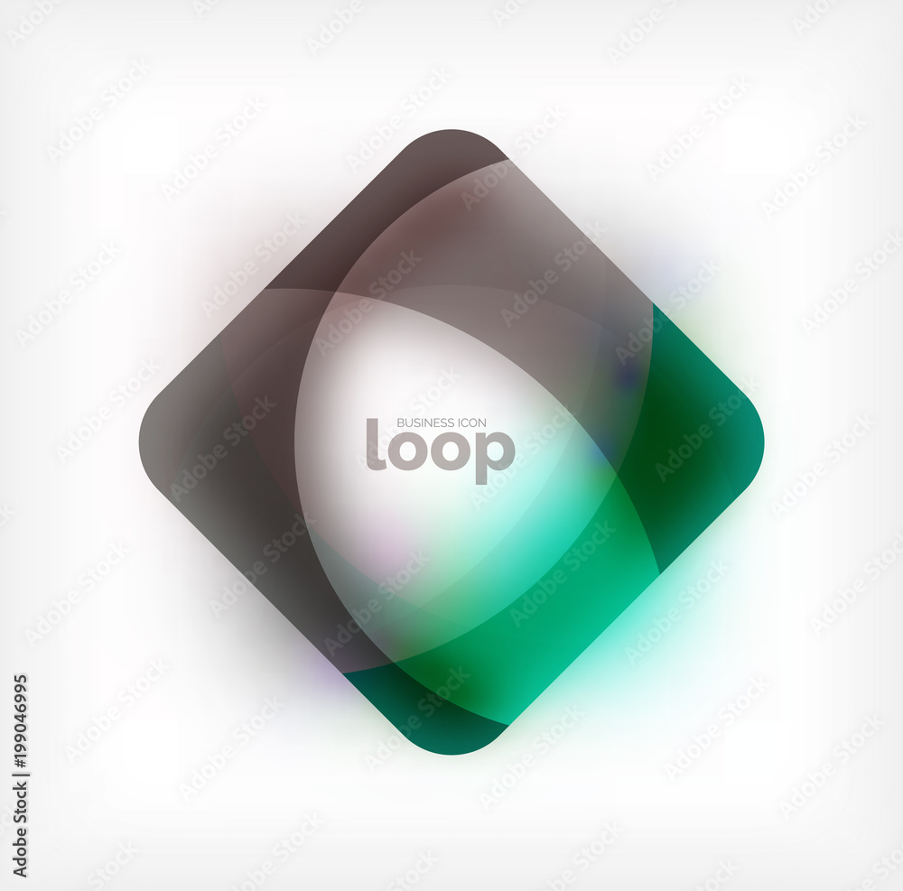 Vector square loop business symbol, geometric icon created of waves, with blurred shadow Vector square loop business symbol, geometric icon created of waves, with blurred shadow