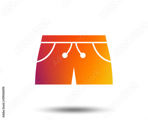 Women's sport shorts sign icon. Clothing symbol. Blurred gradient design element. Vivid graphic flat icon. Vector