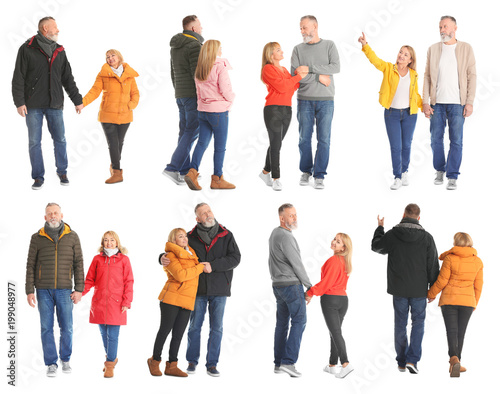 Collage with couples in cas...