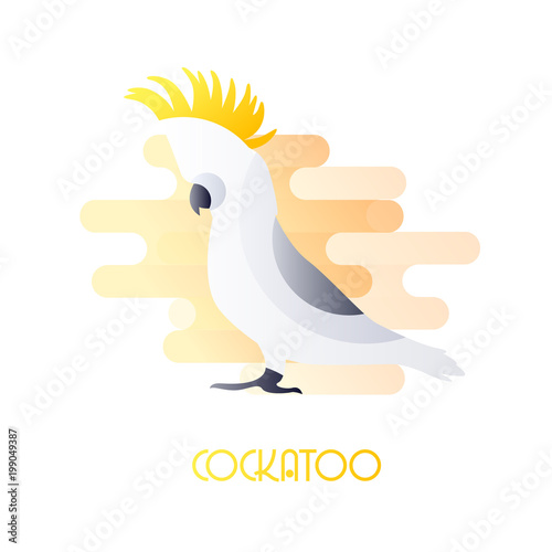 Icon with cockatoo in flat design on white background. Vector.