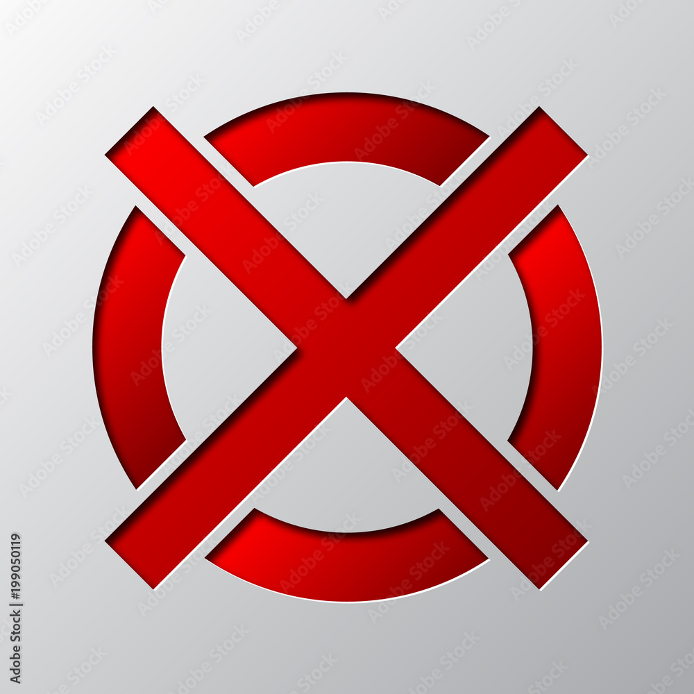 Obraz premium Paper art of the red cross to reject. Vector illustration