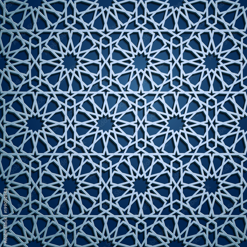 Set of islamic oriental patterns, Seamless arabic geometric ornament collection. Vector traditional muslim background. east culture, indian heritage, arabesque, persian motif, 3D. Ramadan kareem. Blue