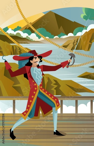 hook captain sailor with sword