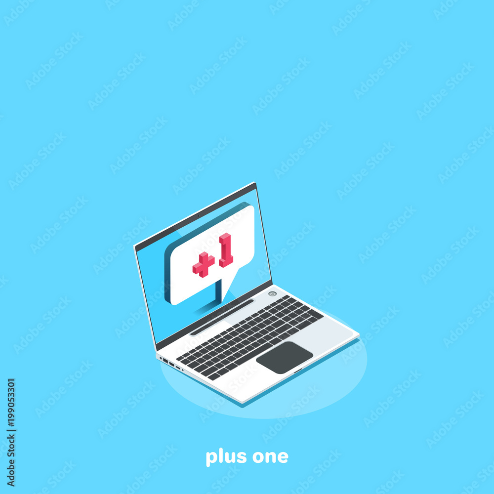 icon plus one for social networks in isometric style icon plus one for social networks in isometric style