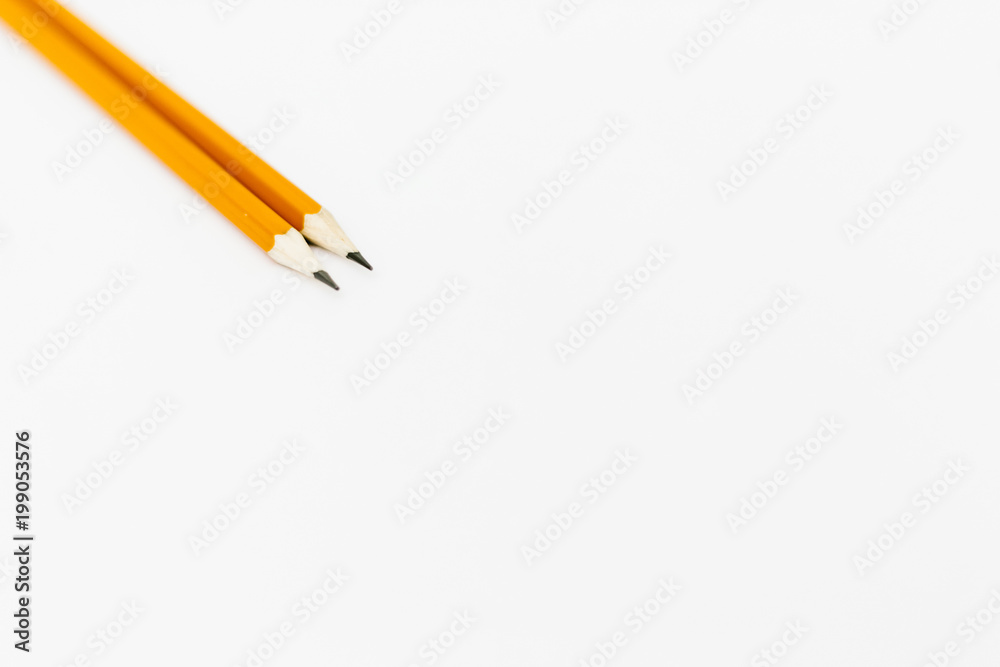 Pencil isolated on white background. Above view. Pencil isolated on white background. Above view.