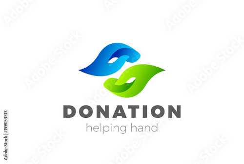 Donation Help Hand Logo design vector. Charity Logotype icon