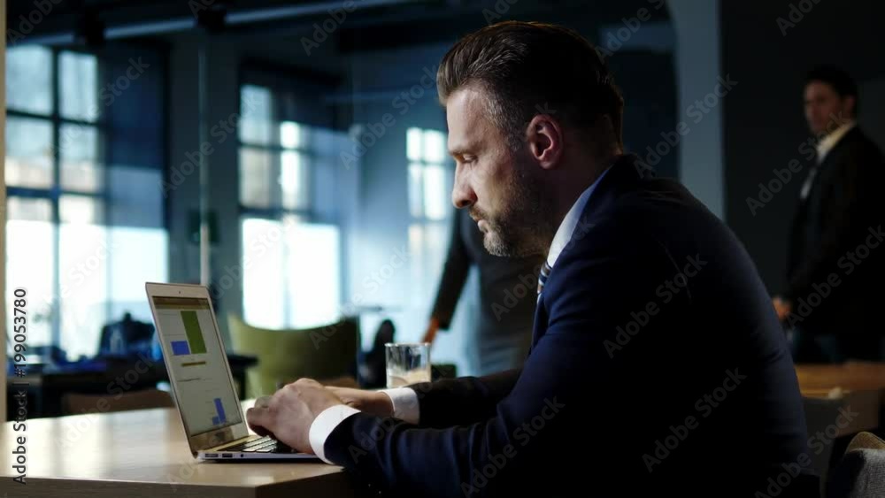 Middle-aged businessman working on a pc. Middle-aged businessman working on a pc.