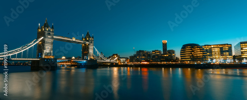 View on London Cityscape panorama at sunset, modern style