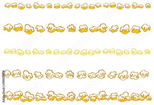 Popcorn Design Elements.  Lines of decorative popcorn in several variations