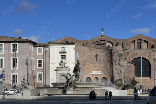 Fontana delle Naiadi and Santa Maria degli Angeli e dei Martiri Basilica in Rome, Italy