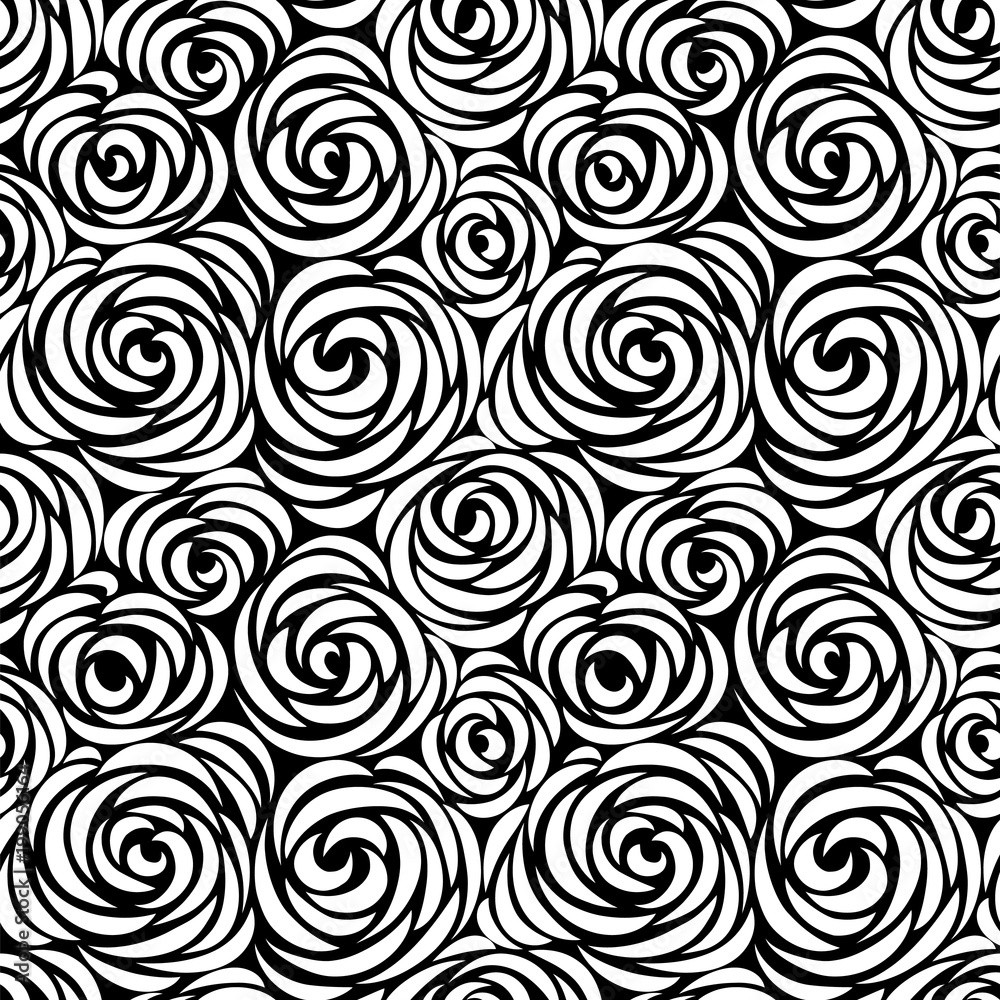 Floral seamless pattern with flower rose. Abstract swirl line background Floral seamless pattern with flower rose. Abstract swirl line background
