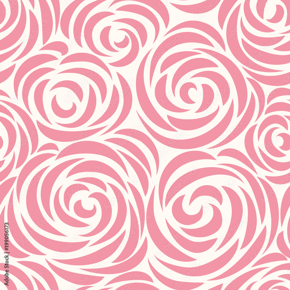 Floral seamless pattern with flower rose. Abstract swirl line background Floral seamless pattern with flower rose. Abstract swirl line background