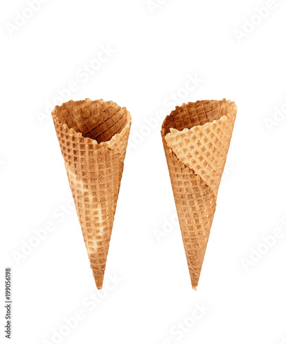 empty ice cream cone isolated on white background