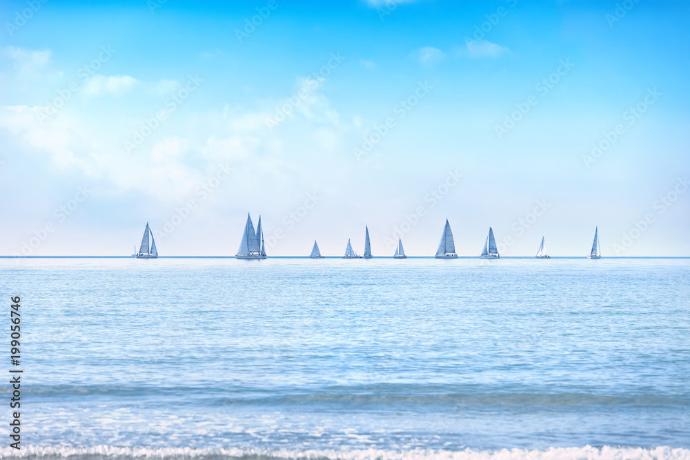 Fototapeta premium Sailing boat yacht regatta race on sea or ocean water