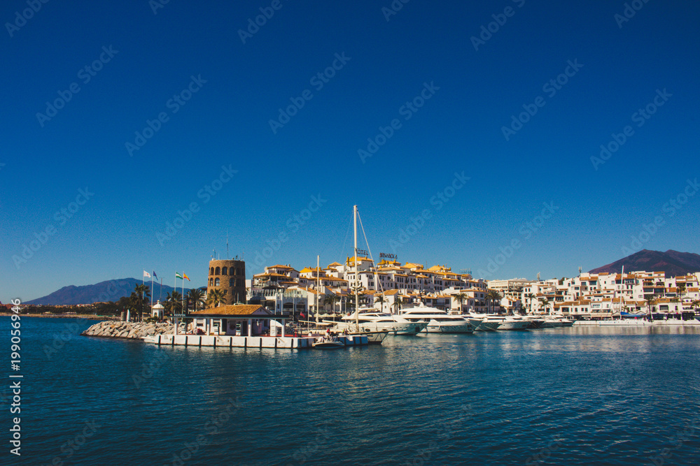 Port. Port of Puerto Banus, Marbella, Malaga, Costa del Sol, Spain. Picture taken – 27 march 2018.