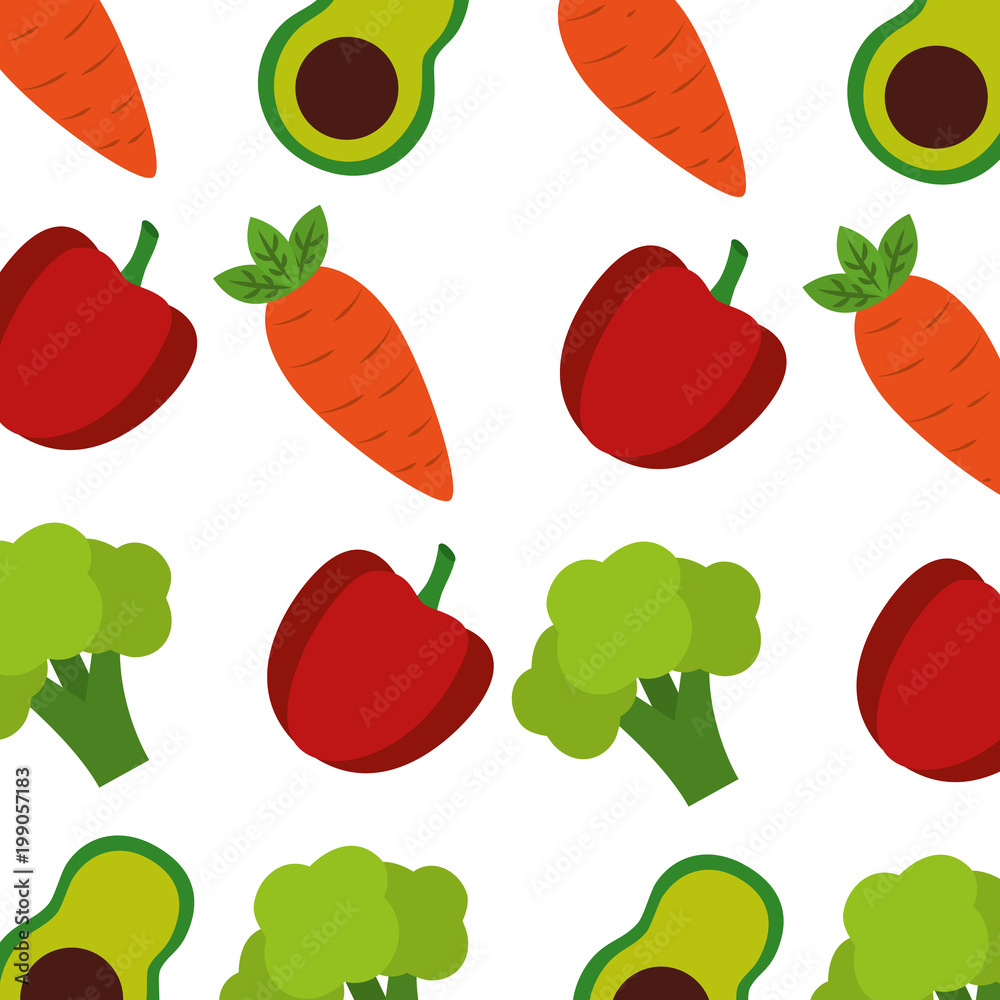 Fototapeta premium fresh vegetables pattern background vector illustration design