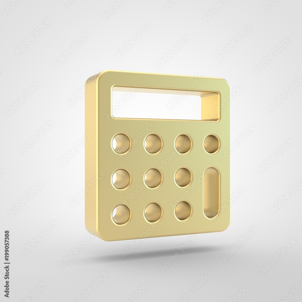 Golden calculator icon isolated on white background. Golden calculator icon isolated on white background.