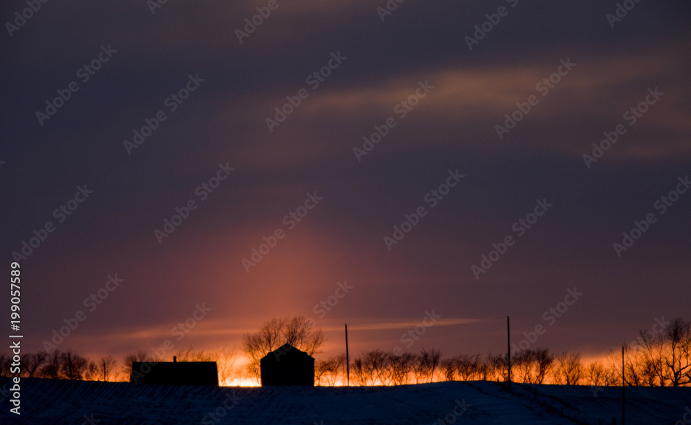 Winter Prairie Sunset