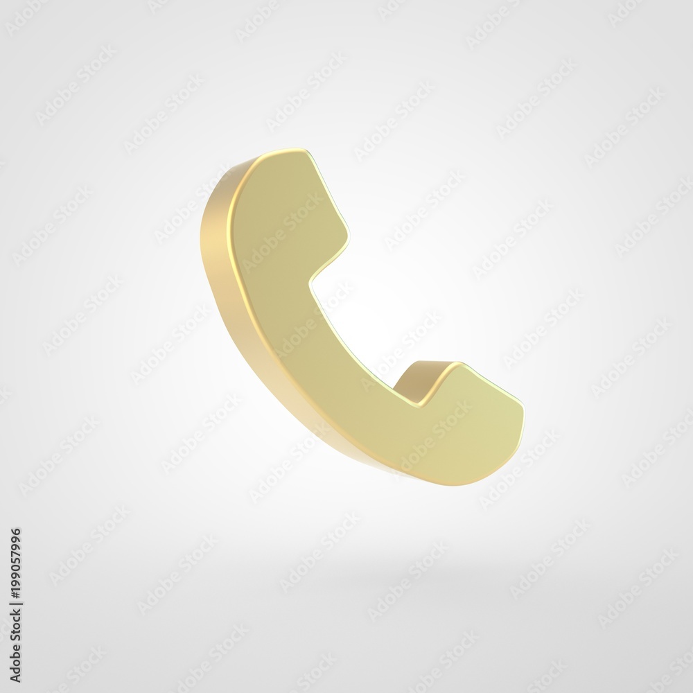 Golden phone icon isolated on white background. Golden phone icon isolated on white background.