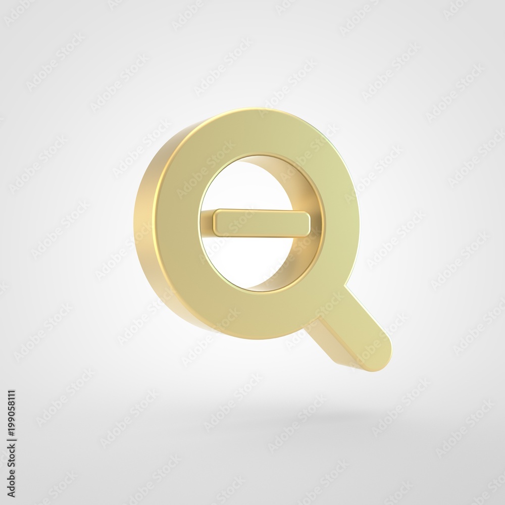 Golden search minus icon isolated on white background. Golden search minus icon isolated on white background.