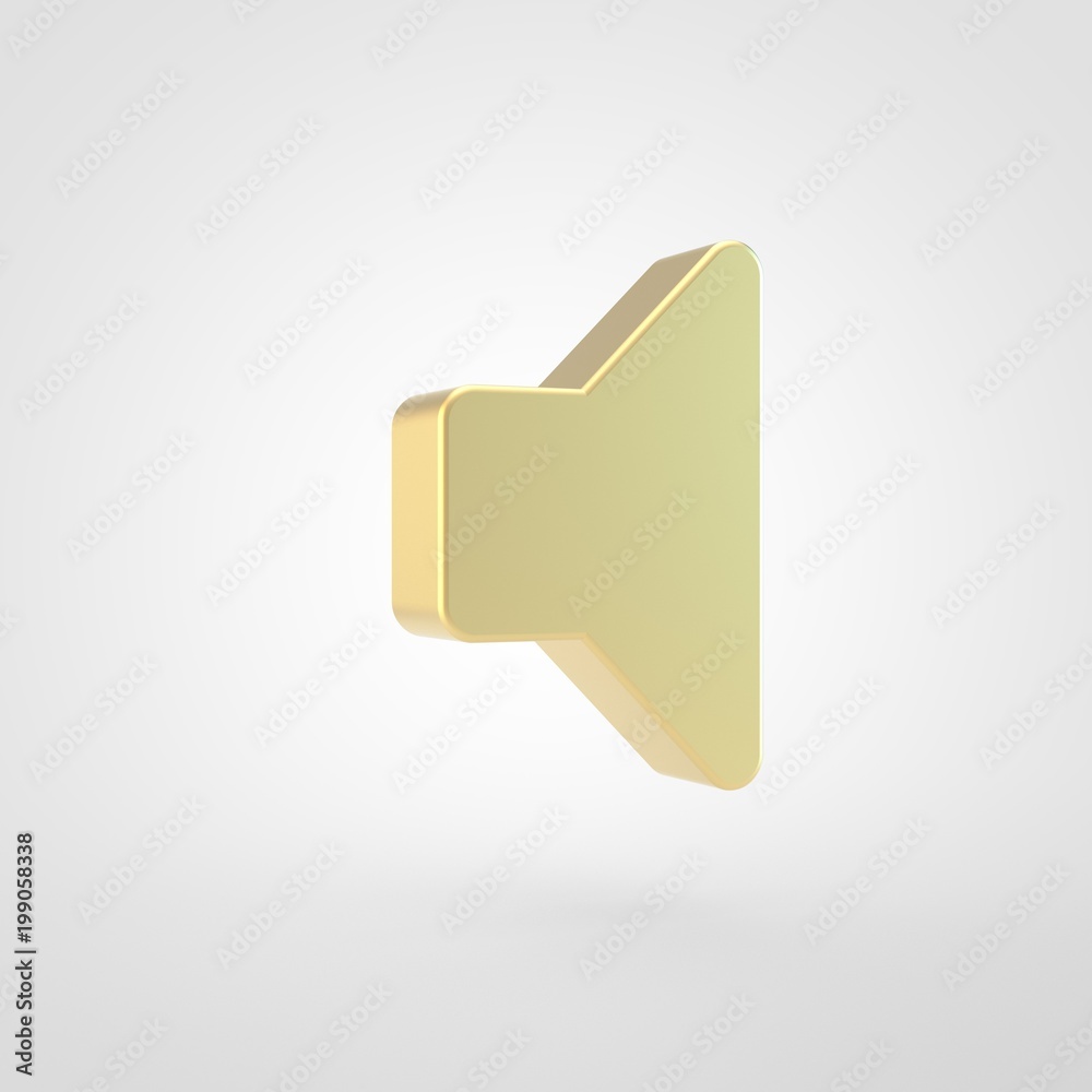 Golden volume off icon isolated on white background. Golden volume off icon isolated on white background.