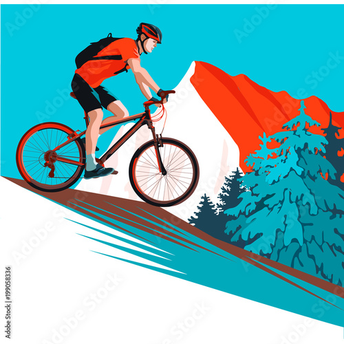 Cyclist on a mountain slope