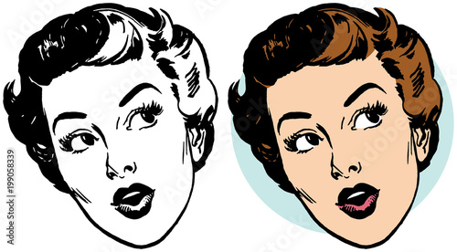 A portrait of an attractive woman looking up.