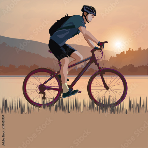Cyclist on a sunset