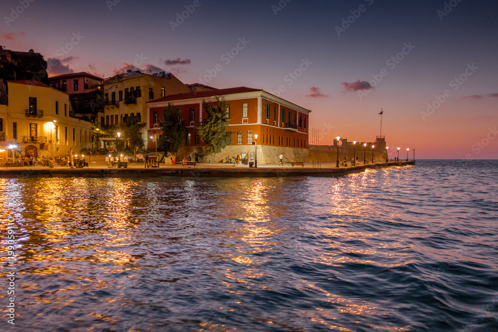 Building exteriors and pedestrian walkway, Chania, Crete, Greece