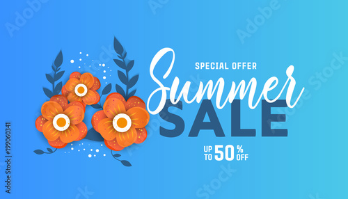 Summer sale design with flowers