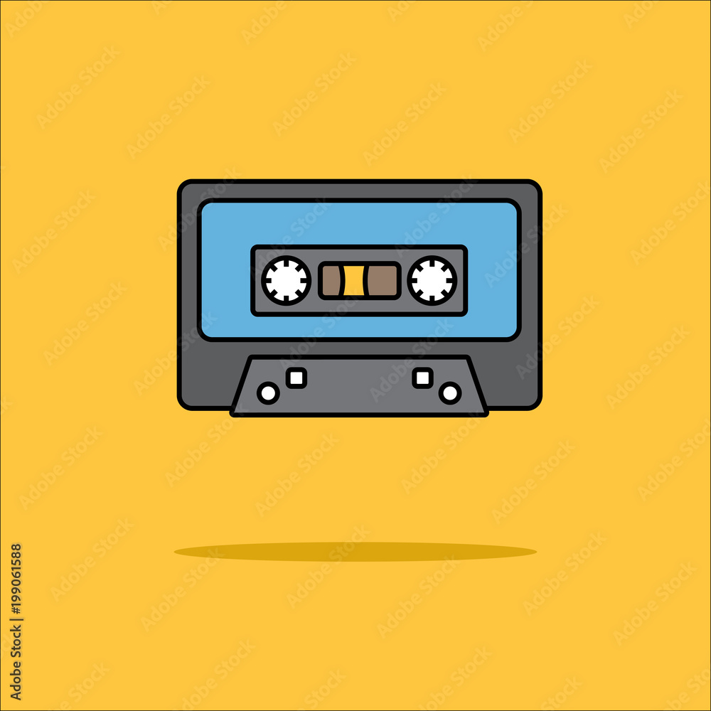 Illustration of audio tape icon in flat style Illustration of audio tape icon in flat style
