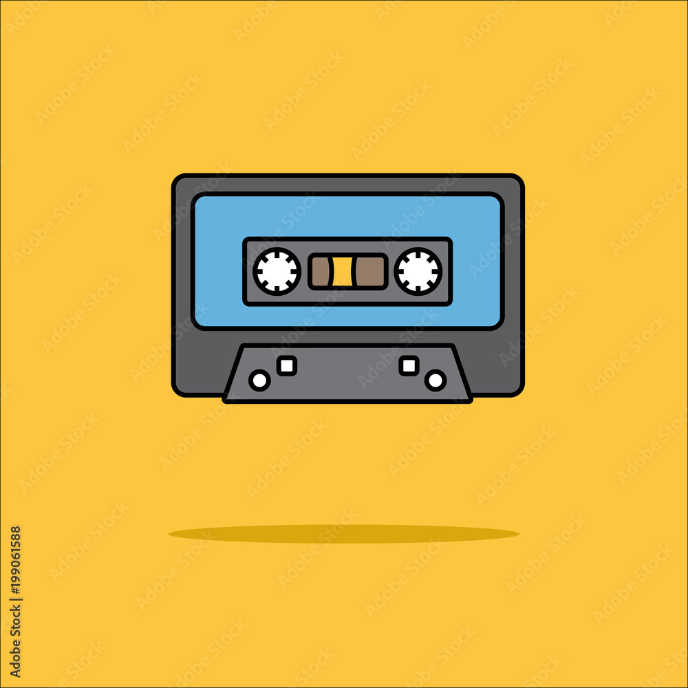 Illustration of audio tape icon in flat style