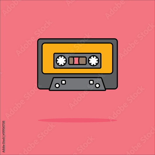 Illustration of audio tape icon in flat style