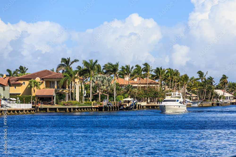Yacht Passing Fort Lauderdale Mansion