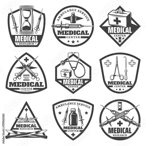 Vintage Monochrome Medical Labels Set