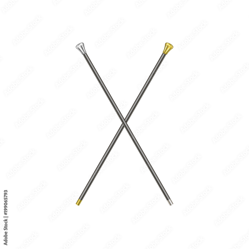 Two crossed elegant walking sticks Two crossed elegant walking sticks