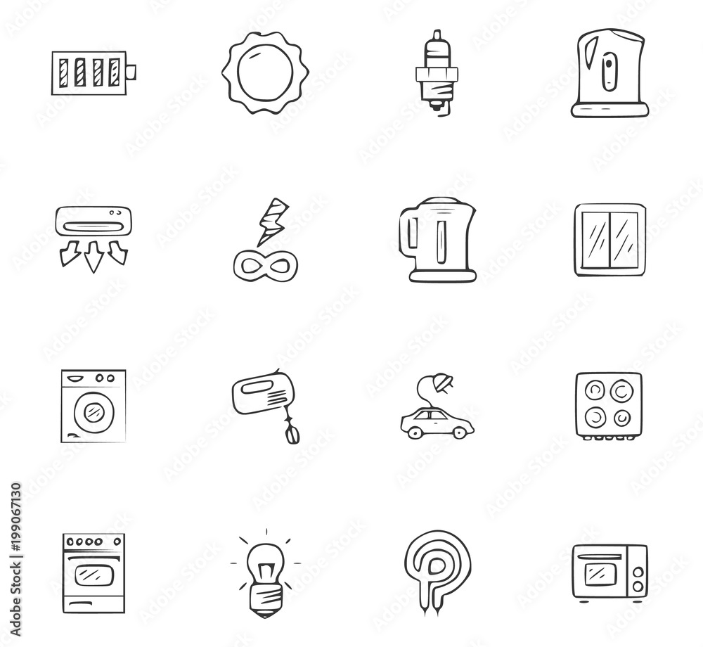 Doodle Appliances icons set