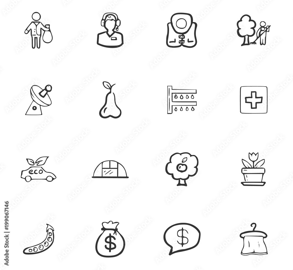Doodle Farming icons set