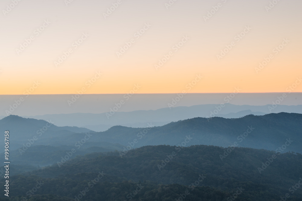 Silhouette Landscape Abstract the mountain range,Horizon beautiful sunrise time