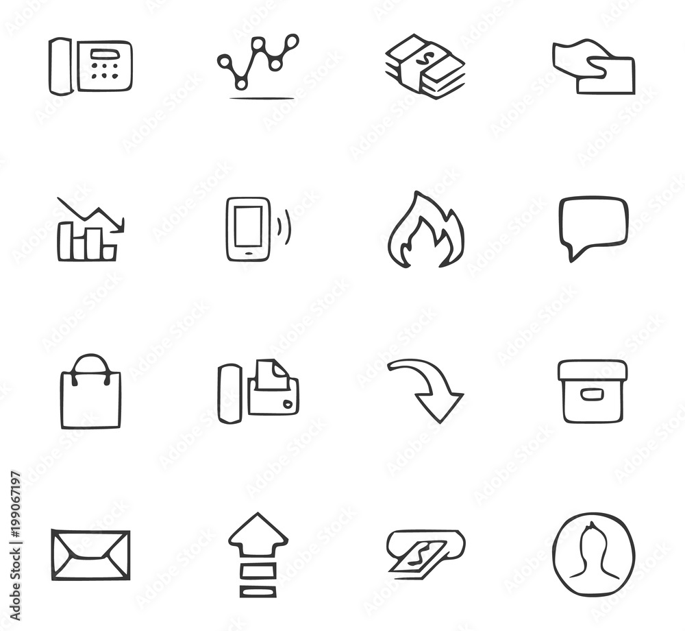 Doodle Office icons set