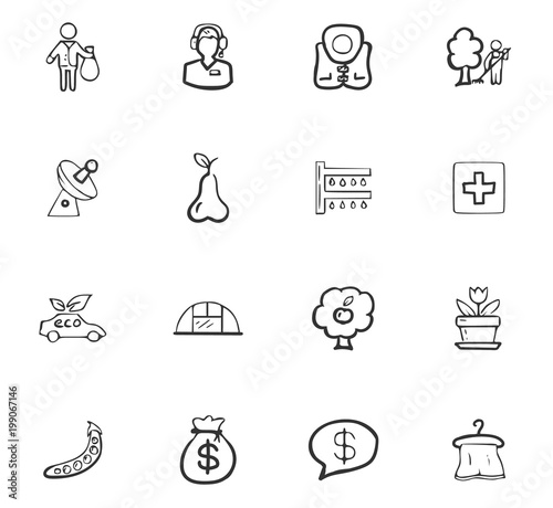 Doodle Farming icons set