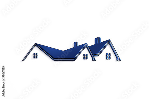 Real Estate Logo Design. 3D Rendering Illustration